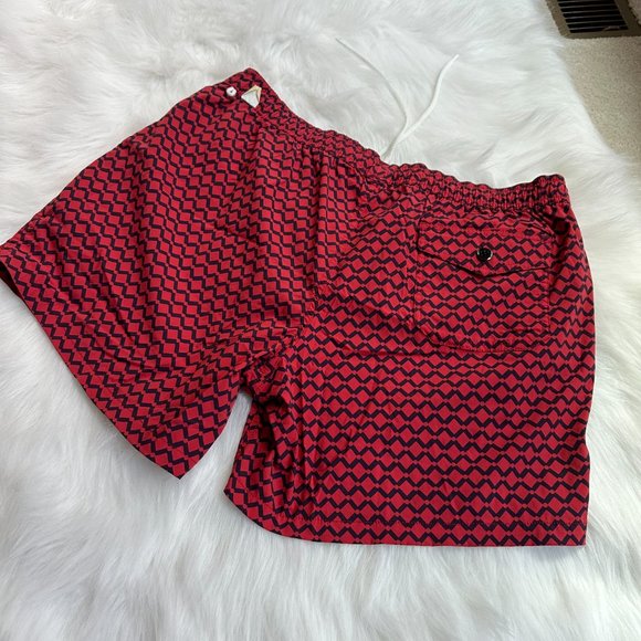 J Crew Swim Trunk 6" inseam Red Navy Print XL Beach Pool Preppy Vacation #AH834 - Picture 6 of 11